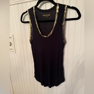 Zadig & Voltaire “Foils” Tam Gold Foil Tank Top